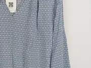Vorschaubild 3 von Bluse Damen Gr. 38 M Blau Grafisch Langarm Viskose Casual Rüschen
