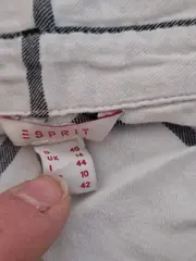 Vorschaubild 3 von Damen Hemdbluse Gr. 40 L Weiß Kariert Langarm Casual Baumwolle