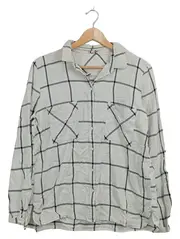 Vorschaubild 2 von Damen Hemdbluse Gr. 40 L Weiß Kariert Langarm Casual Baumwolle