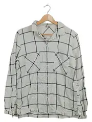 Vorschaubild 1 von Damen Hemdbluse Gr. 40 L Weiß Kariert Langarm Casual Baumwolle