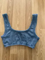 Vorschaubild 3 von Damen Bustier Top S Blau Rippstrick Baumwolle Casual Crop Top