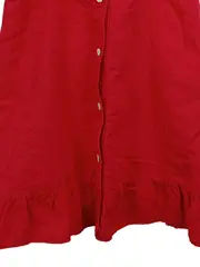 Vorschaubild 3 von Damen Sommerkleid Rot Gr. 38/M Leinen Knöpfe Rüschen Midikleid