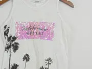 Vorschaubild 4 von Damen Tanktop Palmenprint Pailletten Gr. 34/XS weiß Casual
