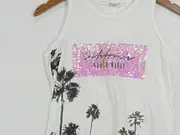 Vorschaubild 5 von Damen Tanktop Palmenprint Pailletten Gr. 34/XS weiß Casual