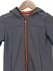 Vorschaubild 3 von Softshelljacke Kinder Gr. 104/110 Grau Orange Kapuze Fleece