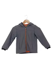 Vorschaubild 1 von Softshelljacke Kinder Gr. 104/110 Grau Orange Kapuze Fleece