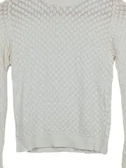 Vorschaubild 3 von Damen Strickpullover Lochmuster Weiß Cropped Langarm Gr. S