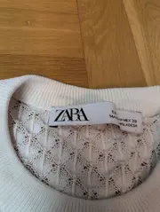 Vorschaubild 4 von Damen Strickpullover Lochmuster Weiß Cropped Langarm Gr. S