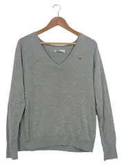 Vorschaubild 1 von Damen Pullover V-Ausschnitt Grau Gr. 40/L Casual