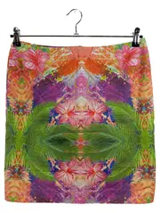 Vorschaubild 1 von Damen A-Linienrock Gr. 38 Mehrfarbig Tropical Blumen Muster