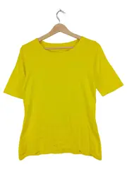 Vorschaubild 1 von Damen T-Shirt Basic Kurzarm Uni Gelb Gr. 40/L Baumwolle