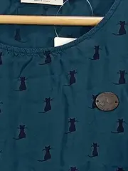 Vorschaubild 3 von Damen T-Shirt Petrol Gr. 36/S mit Katzenmuster Casual