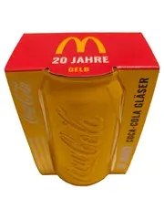Vorschaubild 1 von Glas Dosenform Trinkglas Retro Logo 20 Jahre Gelb 12cm