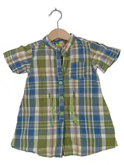 Vorschaubild 1 von Blusenkleid Mädchen Gr. 74 kariert grün blau Baumwolle