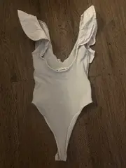 Vorschaubild 2 von Damen Body Gr. M Rüschen Ausschnitt Beige Feminin Baumwolle