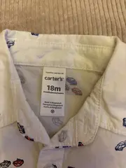 Vorschaubild 3 von Jungen Kurzarmhemd Gr. 86 (18 Monate) Weiß mit Auto-Print Casual