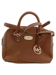 Vorschaubild 1 von Damen Henkeltasche Braun Leder Saffiano MK Logo Anhänger