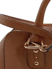 Vorschaubild 3 von Damen Henkeltasche Braun Leder Saffiano MK Logo Anhänger