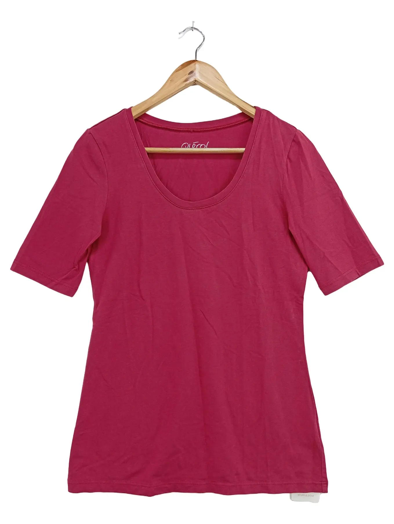 QIÉRO! QIERO Damen T-Shirt Gr. 38/M Rot Basic Kurzarm Baumwolle Elasthan