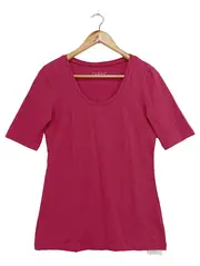 Vorschaubild 1 von QIERO Damen T-Shirt Gr. 38/M Rot Basic Kurzarm Baumwolle Elasthan