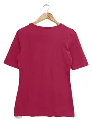 Vorschaubild 2 von QIERO Damen T-Shirt Gr. 38/M Rot Basic Kurzarm Baumwolle Elasthan