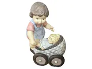Vorschaubild 1 von Kinderwagen mit Baby Dekofigur Nostalgisch Mehrfarbig Porzellan 13cm