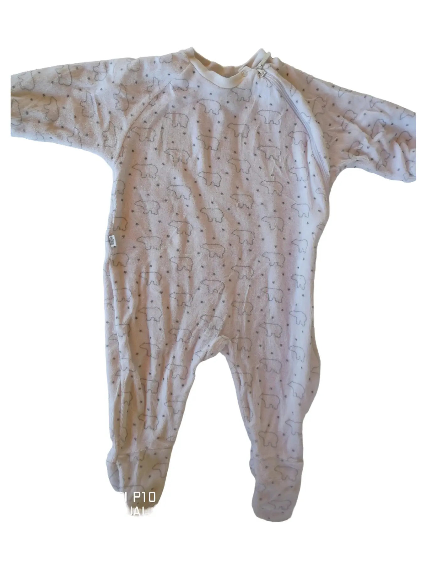 SANETTA Baby Schlafanzug Overall Gr. 62 Weiß mit Tiermotiven Casual