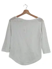 Vorschaubild 2 von Damen Langarmshirt Weiß Gr. 36/S Casual Lochmuster