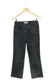 Vorschaubild 1 von Damen Stoffhose Schwarz Cord Blumenmuster Elegant Klassisch Gr. M 38