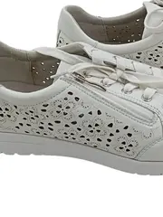 Vorschaubild 2 von Damen Sneaker Low Leder Weiß Gr. 40 Lochmuster Reißverschluss