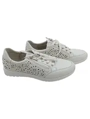 Vorschaubild 1 von Damen Sneaker Low Leder Weiß Gr. 40 Lochmuster Reißverschluss