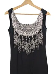 Vorschaubild 2 von Damen Abendkleid Maxi Kleid Schwarz XF Bohemian Federprint