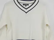 Vorschaubild 4 von E.LAND Kinder Pullover V-Ausschnitt Weiß Navy Streifen Gr. 160/164