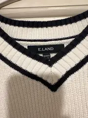 Vorschaubild 6 von E.LAND Kinder Pullover V-Ausschnitt Weiß Navy Streifen Gr. 160/164