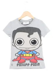 Vorschaubild 2 von Kinder T-Shirt Gr. 116 Grau Superman Logo-Print Strass Casual