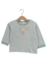 Vorschaubild 1 von Langarmshirt Gr. 80 Baby gestreift Teddybär Applikation Blau Weiß