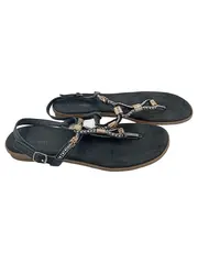 Vorschaubild 1 von Damen Zehentrenner Sandalen Gr. 39 Schwarz Modisch Strass