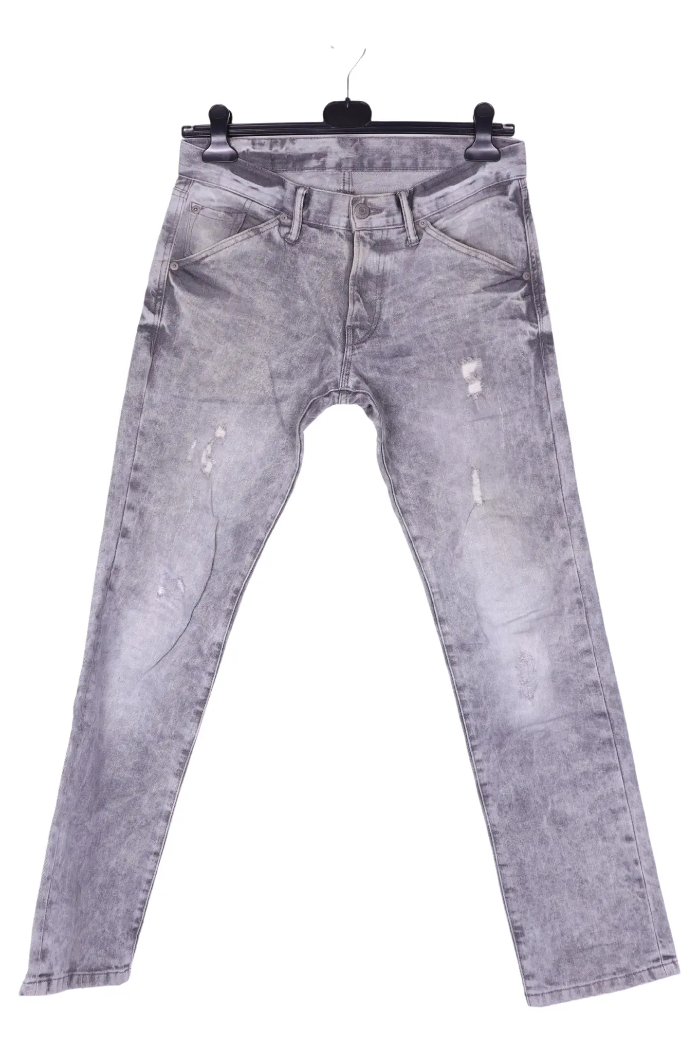 ESPRIT Herren Jeans Regular Fit Grau W32/48 M Baumwolle Casual Used Look