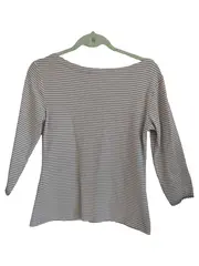 Vorschaubild 2 von Damen Langarmshirt Gr. 38/M Grau Gestreift Casual Baumwolle