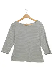 Vorschaubild 1 von Damen Langarmshirt Gr. 38/M Grau Gestreift Casual Baumwolle