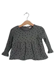 Vorschaubild 1 von Kinder Bluse Gr. 86 Oliv Punkte Langarm Rippstrick Casual