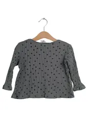 Vorschaubild 2 von Kinder Bluse Gr. 86 Oliv Punkte Langarm Rippstrick Casual