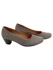 Vorschaubild 1 von Damen Pumps Wildleder Grau Gr. 38 Klassisch Blockabsatz