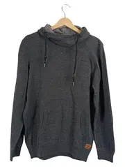 Vorschaubild 1 von Herren Kapuzenpullover Gr. L Grau Meliert Stehkragen Kordelzug