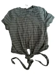 Vorschaubild 1 von Damen T-Shirt Kurzarm Gestreift Schleife Grau 34;XS