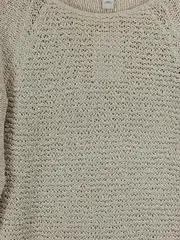 Vorschaubild 2 von Damen Strickpullover Gr. 40/L Beige Lochmuster Baumwolle