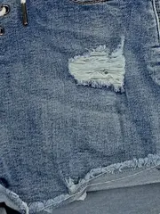 Vorschaubild 5 von Damen Jeans Shorts M/36 Destroyed Look Schnürung Blau Denim