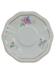 Vorschaubild 1 von Bavaria Untertasse Unterteller Porzellan Blumenmuster Goldrand 15cm