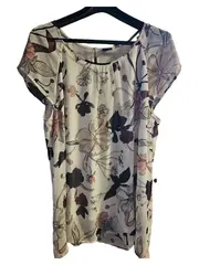 Vorschaubild 1 von Black Label Damen Bluse Gr. 44 XXL Weiß Blumenmuster Kurzarm Casual