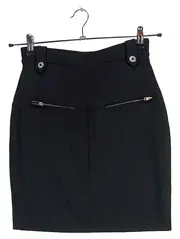 Vorschaubild 1 von Damen Bleistiftrock Schwarz Gr. 34/XS Zierknöpfe Stretch